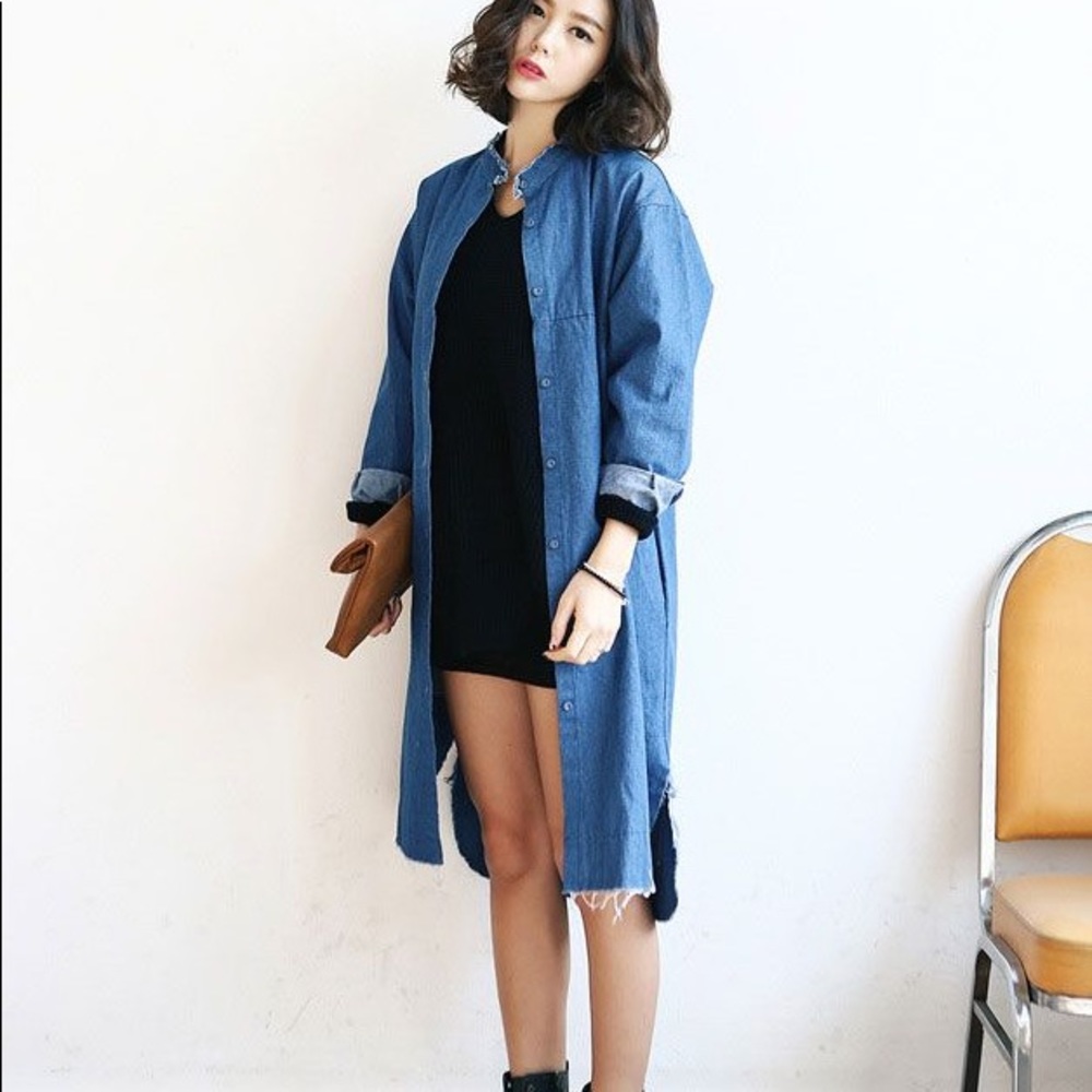 Super fashion vintage long denim jacket 😍
